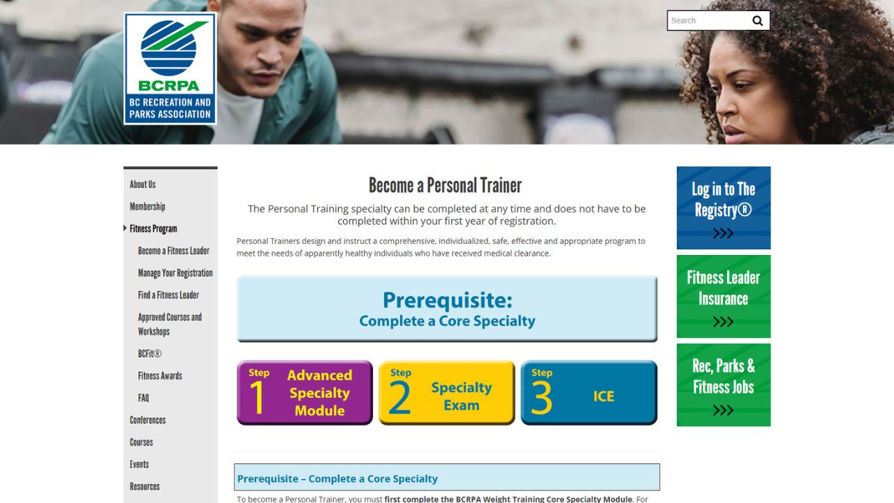 BCRPA - Personal Training Certification (Online Components)
