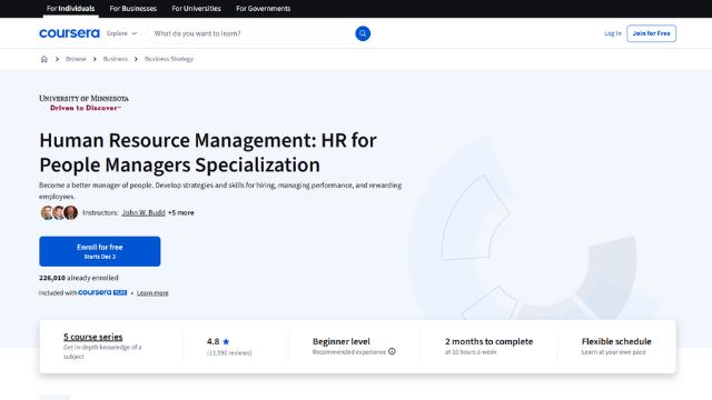 Coursera - Human Resource Management: HR for People Managers Specialization