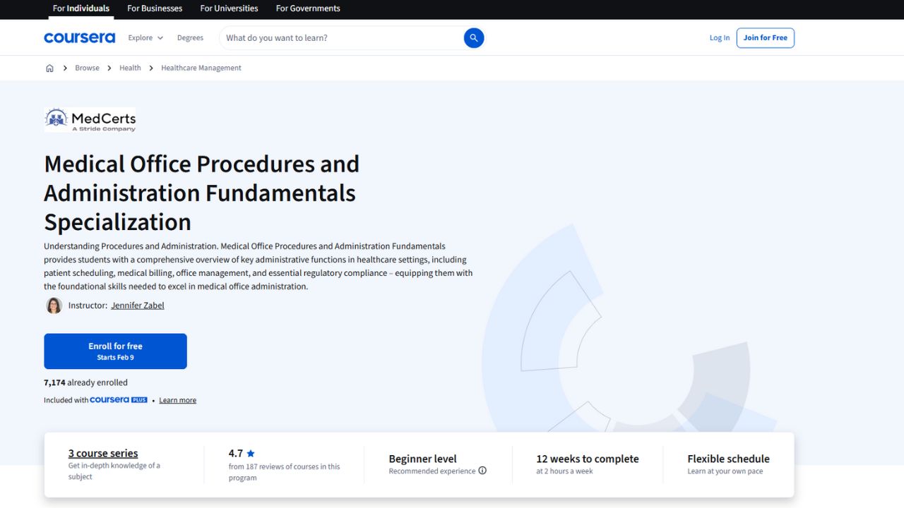 Coursera - Medical Office Procedures and Administration Fundamentals Specialization