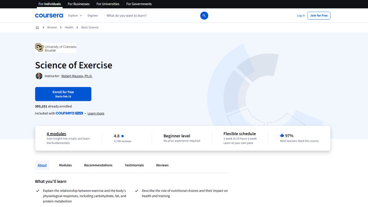 Coursera - Science of Exercise