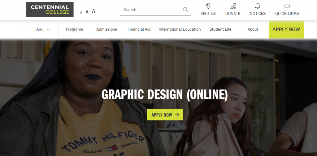 the screenshot from the course of Centennial College - Graphic Design