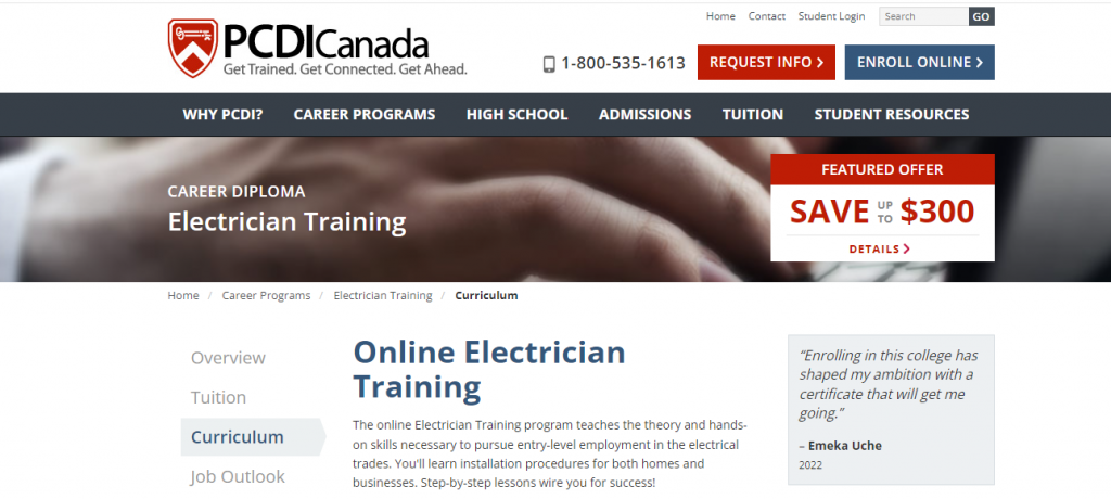the screenshot from the course PCDI Canada - Online Electrician Training