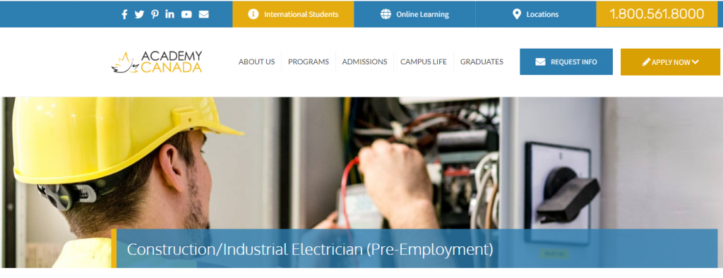 the screenshot from the course of Academy Canada - Construction/Industrial Electrician Diploma Program