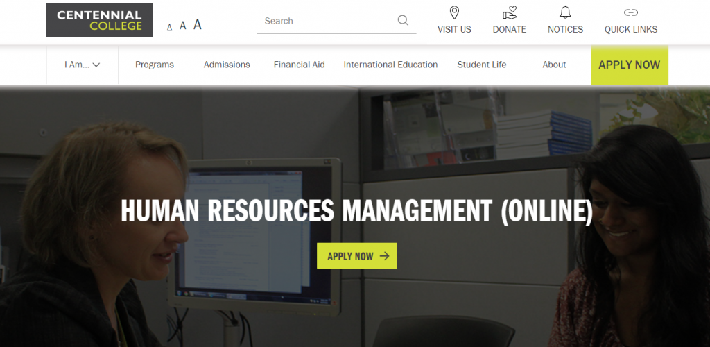 the screenshot from the course Centennial College - Human Resources Management Online