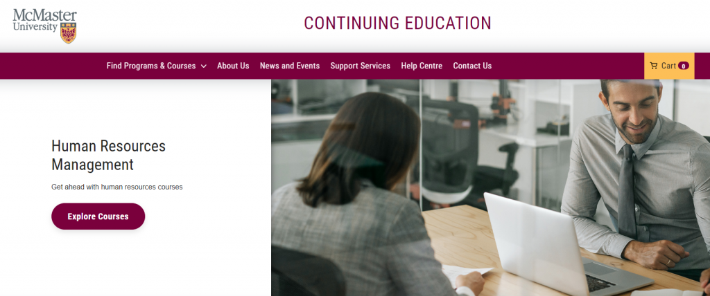 the screenshot from the course of McMaster University Continuing Education - Human Resources Management