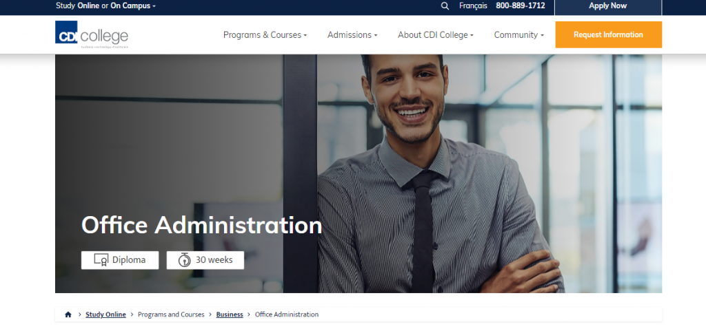 the screenshot from the course CDI College - Online Office Administration