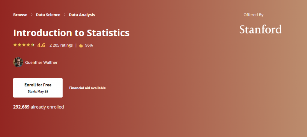 the screenshot from course of Coursera - Stanford University - Introduction to Statistics