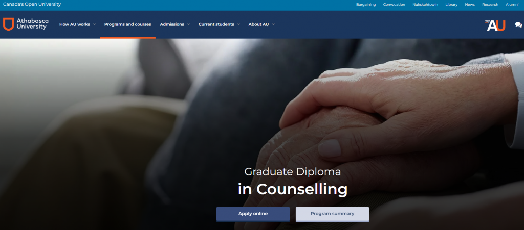the screenshot from the course Athabasca University - Graduate Diploma in Counselling 