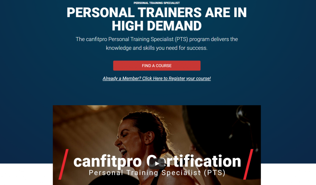The screenshot from the online course of CanFitPro - Personal Training Specialist Certification