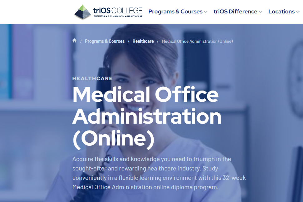 The screenshot from the course triOS Medical Office Administration Course