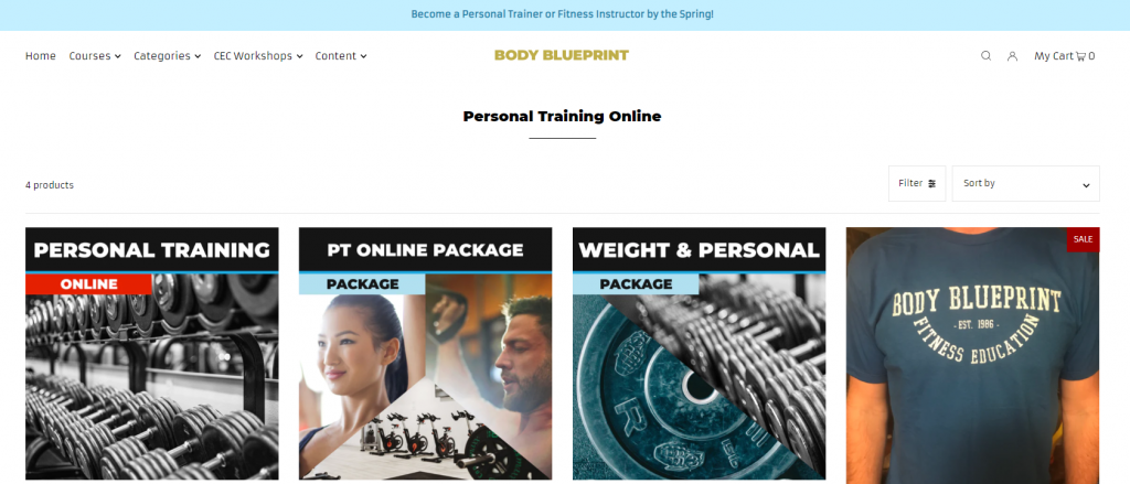 The screenshot from the online course of Body Blueprint - Personal Training Online