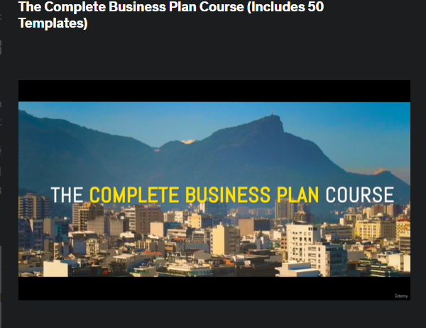 The screenshot from the course Udemy - The Complete Business Plan Course