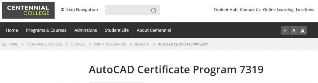 the screenshot from the course of Centennial College - AutoCAD Certificate Program