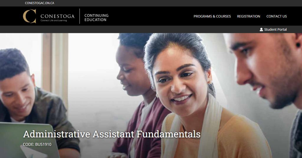 the screenshot from the course Conestoga Continuing Education - Administrative Assistant Fundamentals