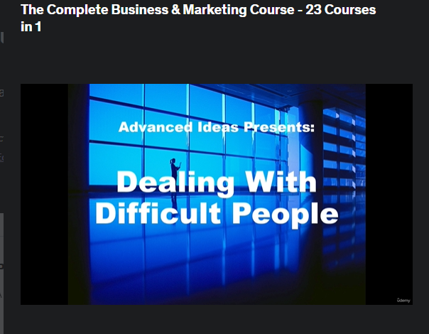 The screenshot from Udemy - The Complete Business & Marketing Course 