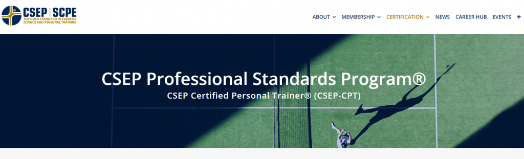 The screenshot from the online course of CSEP - Certified Personal Trainer Course