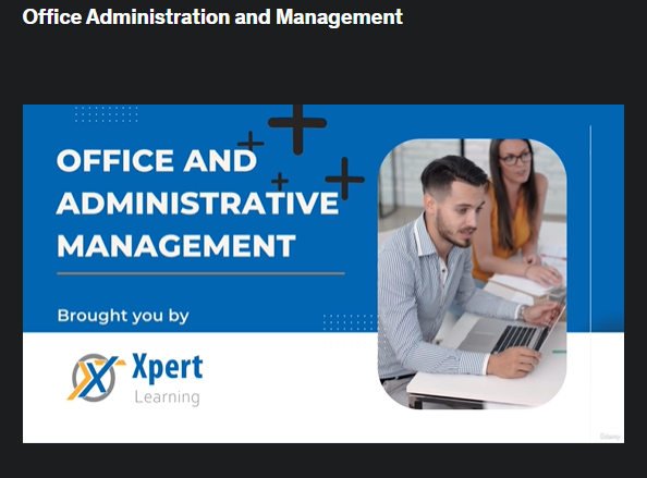 the screenshot from the course of Udemy - Office Administration and Management