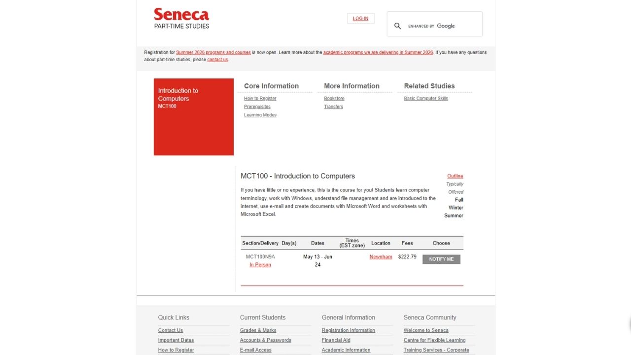 Seneca College - Introduction to Computers