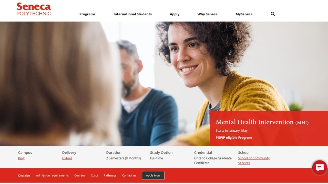Seneca College - Mental Health Intervention (Graduate Certificate)