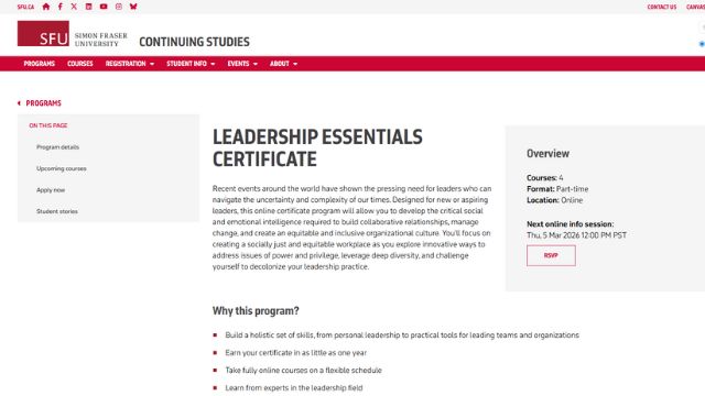 Simon Fraser University – Leadership Essentials Certificate