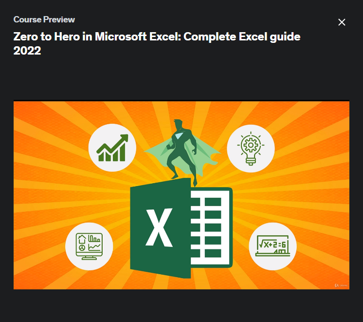 The screenshot from online course Zero to Hero in Microsoft Excel
