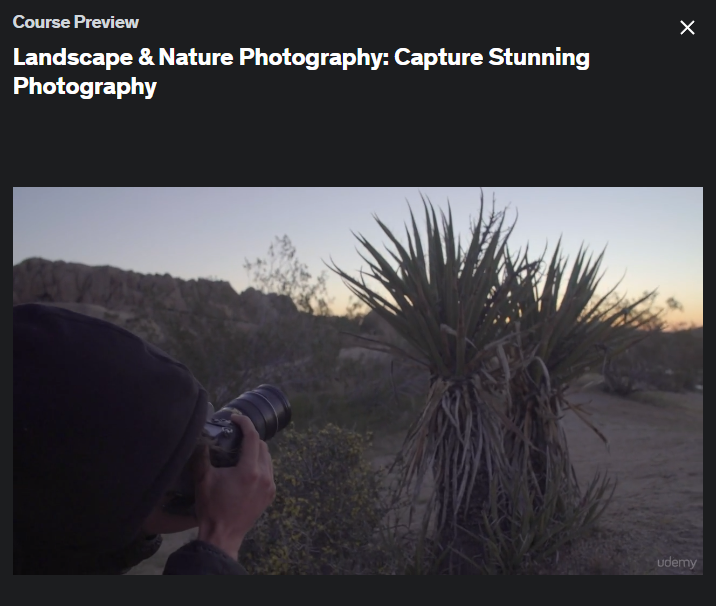 The screenshot from the course Udemy - Landscape & Nature Photography