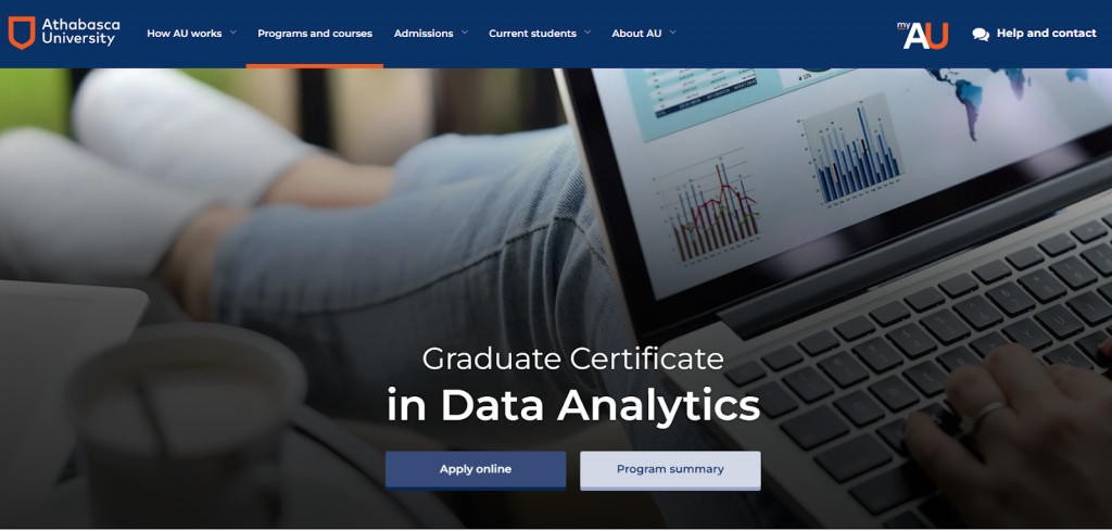 The screenshot from Athabasca University - Graduate Certificate in Data Analytics - Online