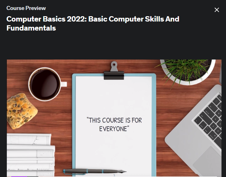 The screenshot from the course Computer Basics 2022: Basic Computer Skills And Fundamentals