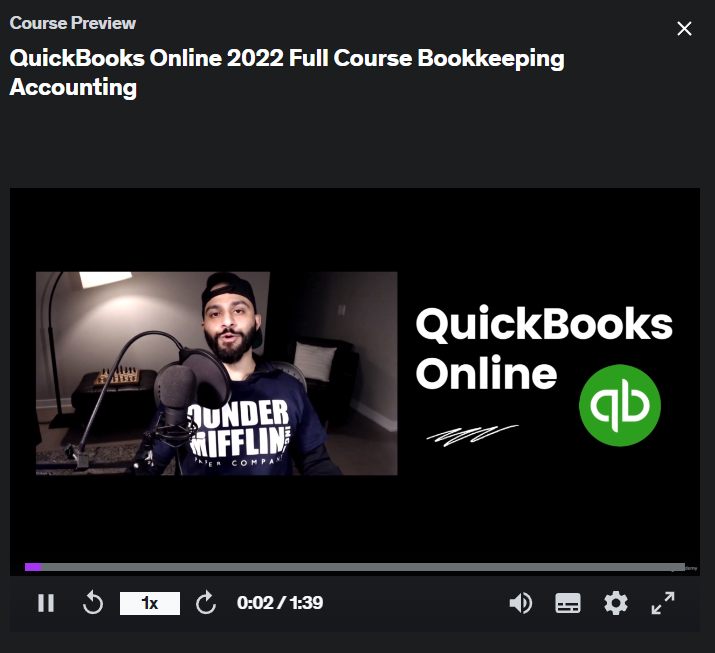 The screenshot from bookkeeping course QuickBooks Online 2023 Full Course Bookkeeping Accounting
