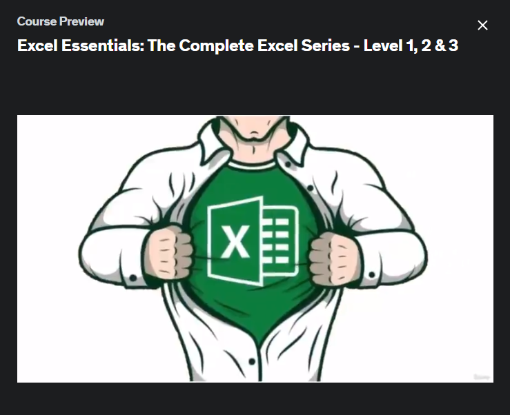 The screenshot from the course Excel Essentials: The Complete Excel Series