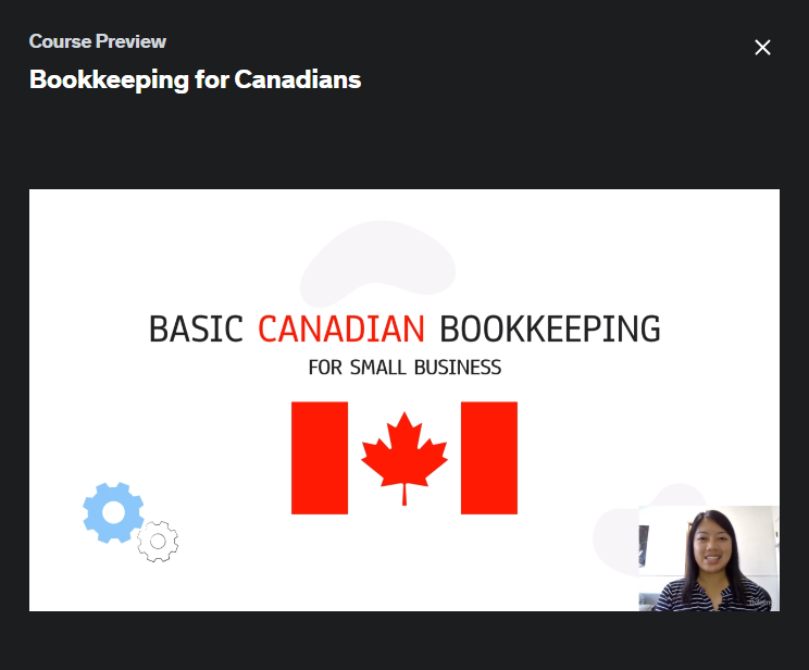 The screenshot from Bookkeeping for Canadians - course of Udemy