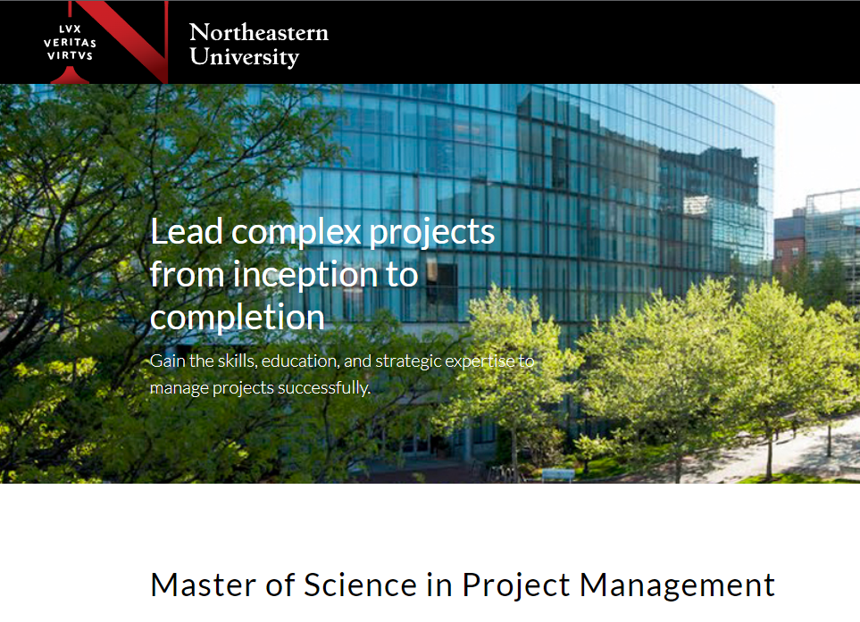 The screenshot from the course Northeastern University - Master of Science in Project Management