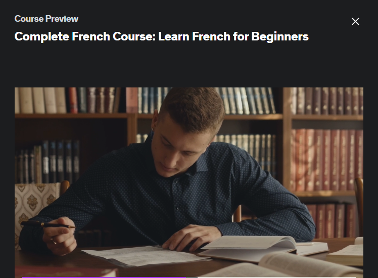 The screenshot from Udemy - Complete French Course: Learn French for Beginners