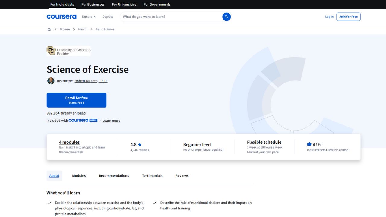 Coursera - Science of Exercise