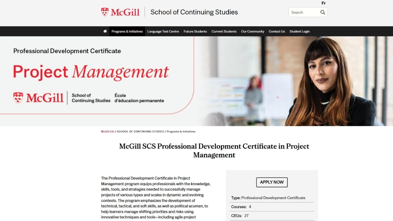 McGill University - Project Management Certificate