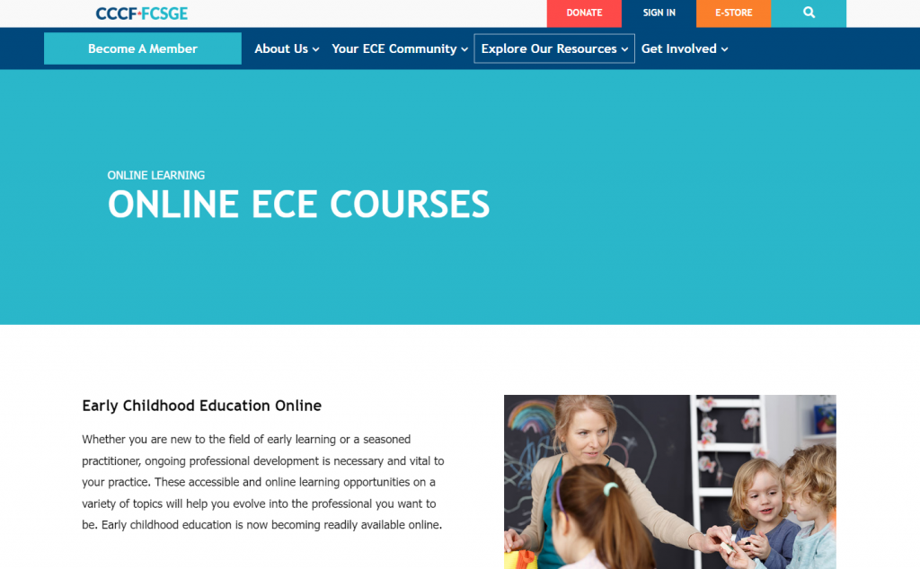 the screenshot from the course of Canadian Child Care Federation - Early Childhood Education Online Course