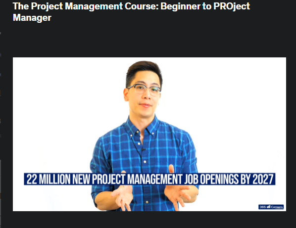 the screenshot from the course of Udemy - The Project Management Course