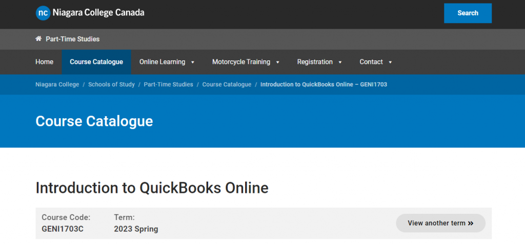 the screenshot from the course of Niagara College Canada - Introduction to QuickBooks Online