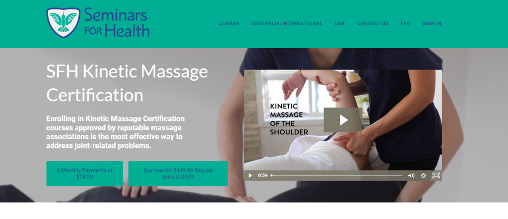 the screenshot from the course of Seminars For Health - SFH Kinetic Massage Certification