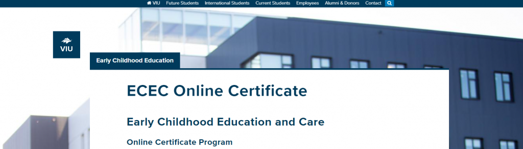 the screenshot from the course of Vancouver Island University - ECEC Online Certificate Program