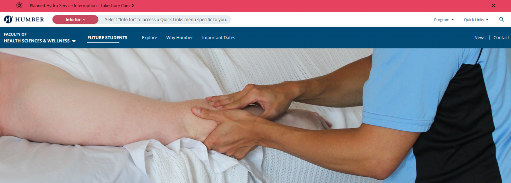 the screenshot from the course of Humber College - Massage Therapy Course