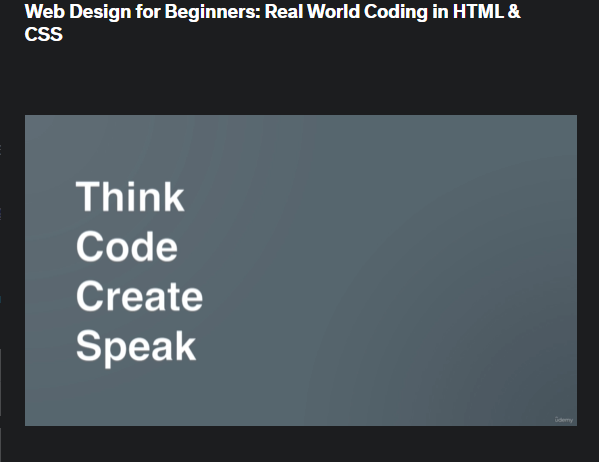 the screenshot from the course of Udemy - Web Design for Beginners: Real World Coding in HTML & CSS