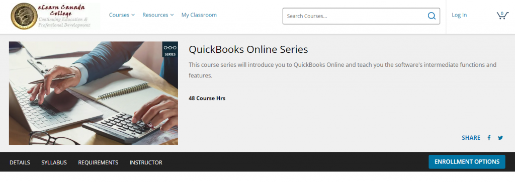 the screenshot from the course of eLearn Canada College - QuickBooks Online Series