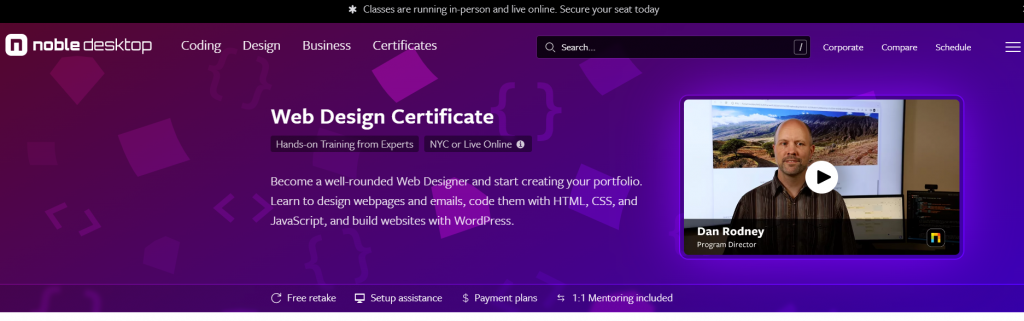 the screenshot from the course of Noble Desktop - Web Design Certificate