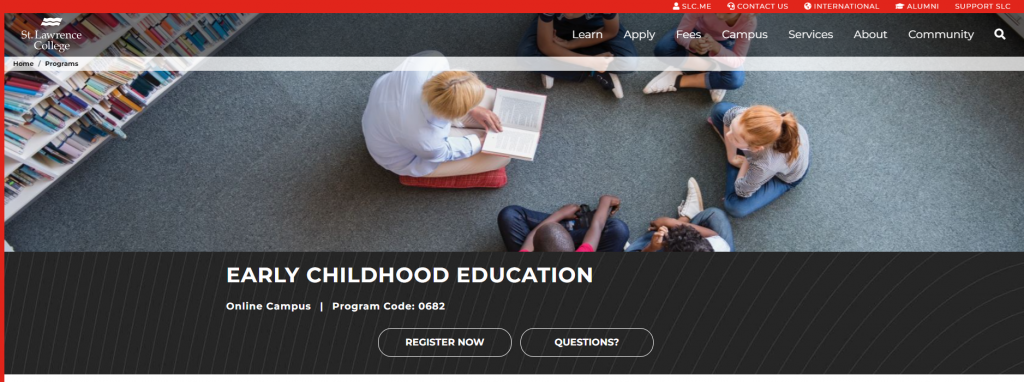 the screenshot from the course of Lawrence College - Early Childhood Education Online