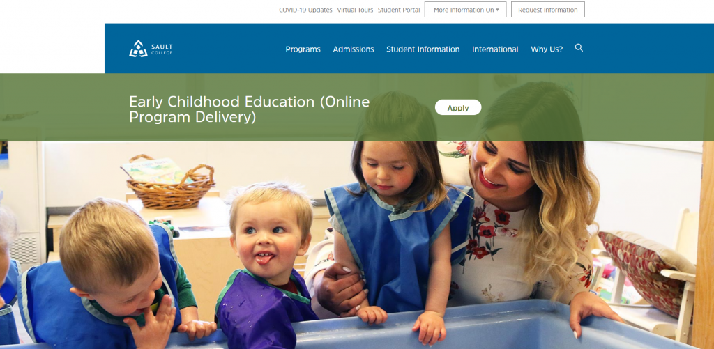 the screenshot from the course of Sault College - Early Childhood Education (Online Program Delivery)