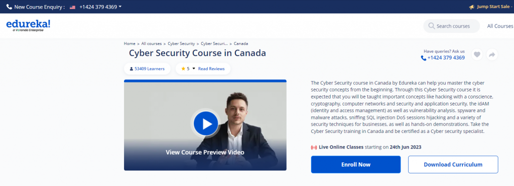 the screenshot from the course of Edureka! - Cyber Security Course
