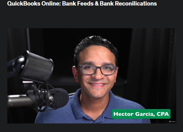 the screenshot from the course of Udemy - QuickBooks Online: Bank Feeds & Bank Reconciliations