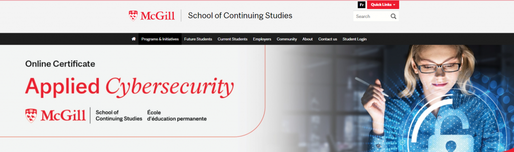 the screenshot from the course of McGill - School of Continuing Studies - Certificate in Applied Cybersecurity
