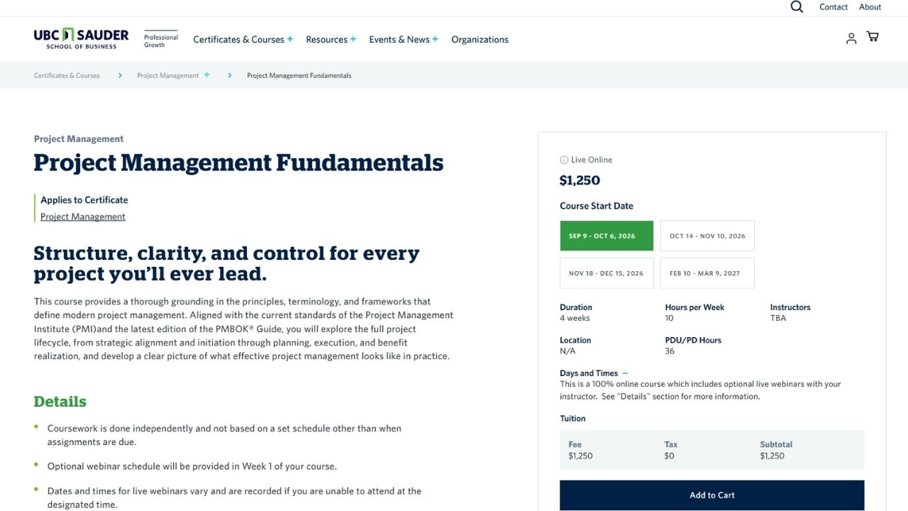 UBC Sauder - Project Management Fundamentals